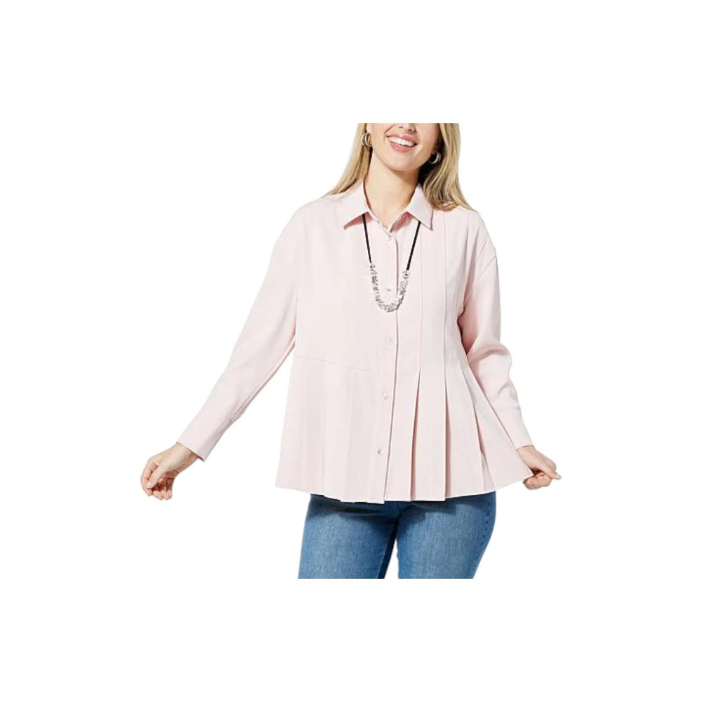 WynneLayers Perfectly Pleated Crepe Shirt Pink - Regular